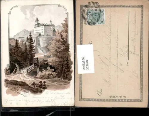 373698,Künstler Litho Innsbruck Schloss Ambras Brücke