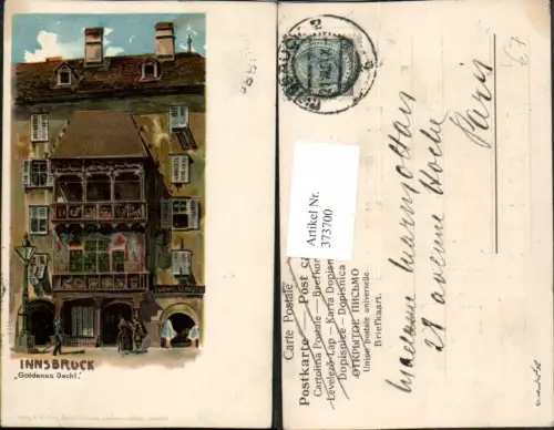 373700,Präge Litho Goldverzierung Innsbruck Goldenes Dachl