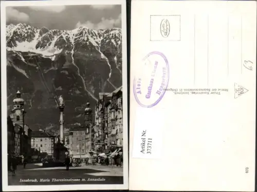373711,Innsbruck Maria Theresienstraße Straßenansicht Annasäule Bergkulisse