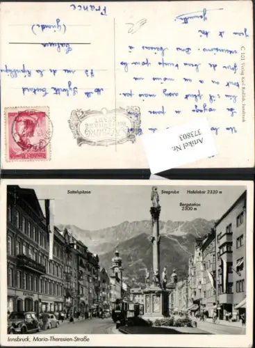 373803,Innsbruck Maria Theresienstraße Annasäule Straßenbahn Bergkulisse