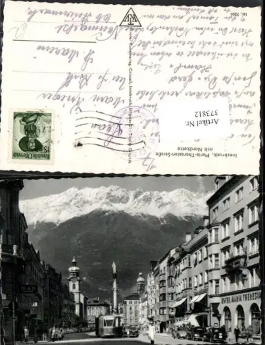 373812,Innsbruck Maria Theresienstraße Straßenbahn Annasäule Bergkulisse