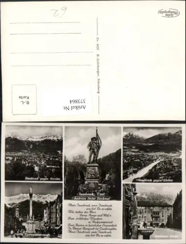 373864,Innsbruck Totale Maria Theresienstraße Goldenes Dachl Andreas-Hofer-Denkmal Mehrbildkarte