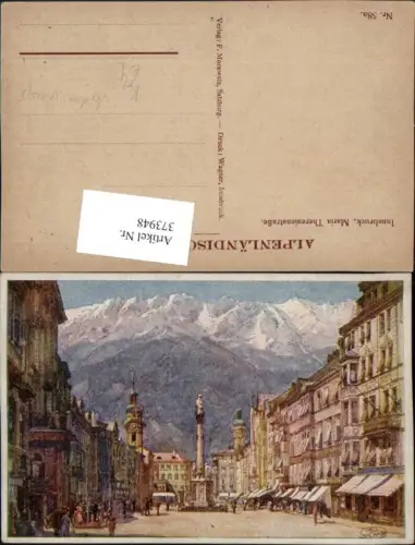 373948,Künstler AK A. Ruep Innsbruck Maria Theresienstraße Annasäule Bergkulisse