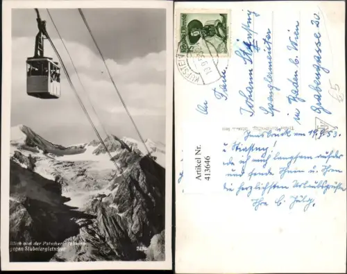 413646,Blick von d. Patscherkofelbahn Seilbahn b. Igls geg. Stubaiergletscher Bergkulisse