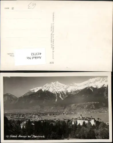 413732,Schloss Ambras b. Innsbruck Teilansicht Bergkulisse