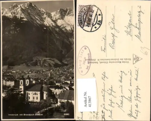 413867,Innsbruck Teilansicht Kirche m. Brandjoch Bergkulisse