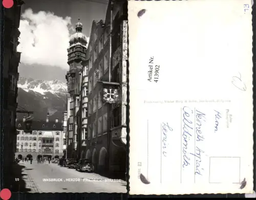 413902,Innsbruck Herzog Friedrich-Straße Stadtturm Goldenes Dachl Bergkulisse