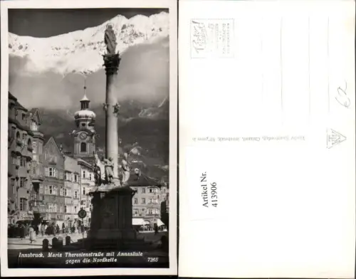 413906,Innsbruck Maria-Theresienstraße Annasäule m. Nordkette Bergkulisse