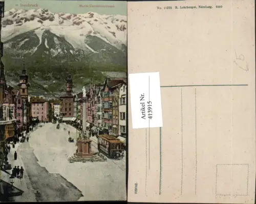 413915,Innsbruck Maria-Theresienstraße Annasäule Straßenbahn Bergkulisse