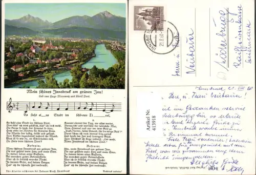 413918,Liedkarte Innsbruck Totale Bergkulisse Liedzeile Text