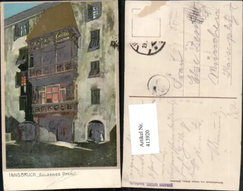 413920,Präge Künstler AK Goldverzierung Innsbruck Goldenes Dachl pub Ottmar Zieher