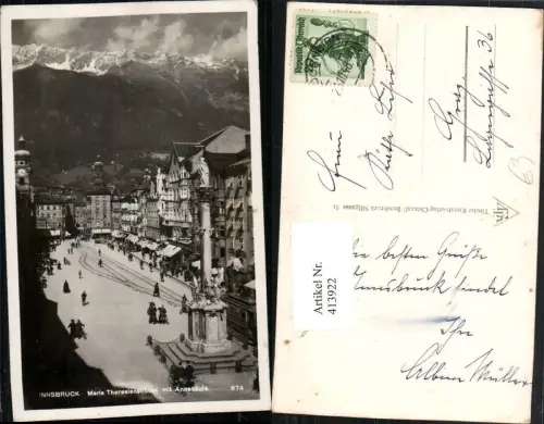 413922,Innsbruck Maria-Theresienstraße Annasäule Bergkulisse