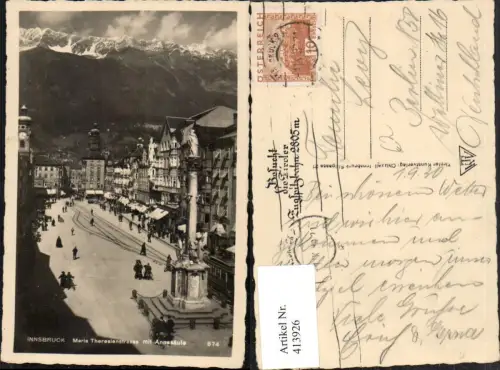 413926,Innsbruck Maria-Theresienstraße Annasäule Bergkulisse