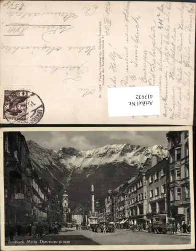 413932,Innsbruck Maria-Theresienstraße Straßenansicht Annasäule Bergkulisse
