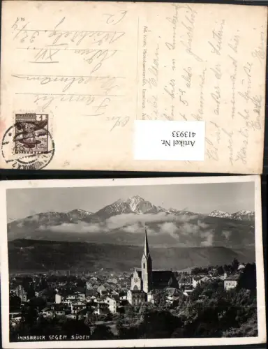 413933,Innsbruck Teilansicht Kirche geg. Süden Bergkulisse