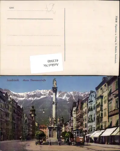 413940,Innsbruck Maria-Theresienstraße Annasäule Straßenbahn Mühlau Bergkulisse