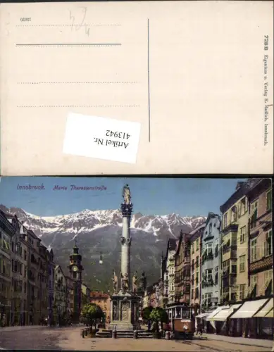 413942,Innsbruck Maria-Theresienstraße Annasäule Straßenbahn Mühlau Bergkulisse