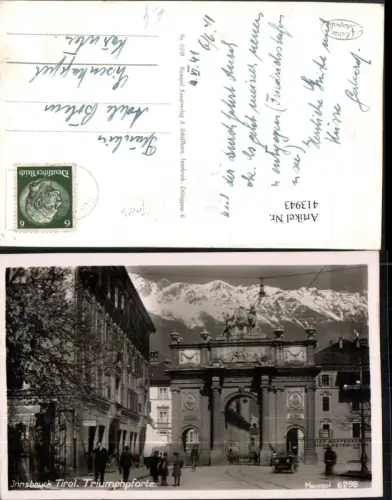 413943,Innsbruck Triumphpforte Torbogen Straßenansicht Bergkulisse