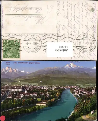 413948,Innsbruck Totale geg. Süden Fluss Bergkulisse
