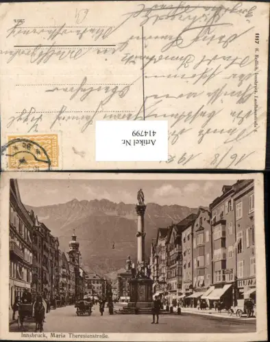 414799,Innsbruck Maria-Theresienstraße Annasäule Straßenansicht Bergkulisse