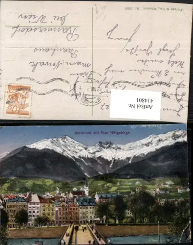 414801,Innsbruck Teilansicht m. Frau Hittgebirge Bergkulisse pub Purger e Co 13987