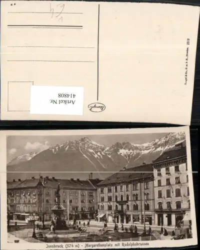 414808,Innsbruck Margarethenplatz m. Rudolphsbrunnen Brunnen Bergkulisse pub Stengel e Co 2319