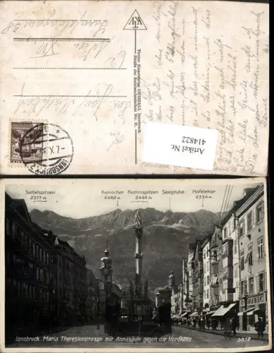 414822,Innsbruck Maria-Theresienstraße Annasäule geg. Nordkette Bergkulisse