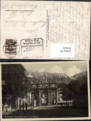414828,Innsbruck Triumpfpforte Torbogen Straßenansicht m. Nordkette Bergkulisse