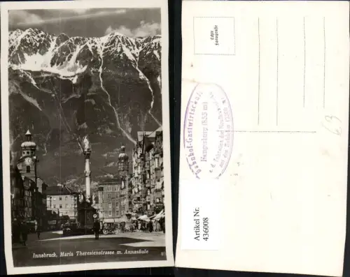 436008,Innsbruck Maria Theresienstraße m. Annasäule Straßenansicht Bergkulisse