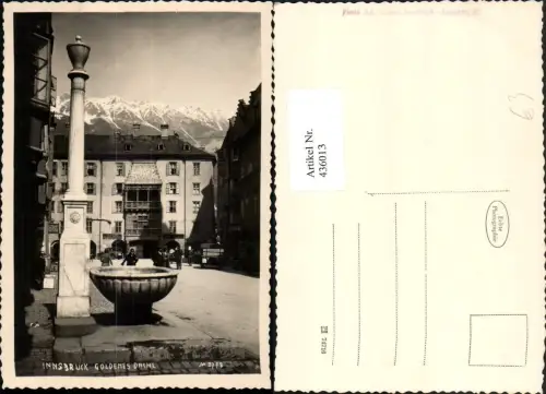 436013,Innsbruck Goldenes Dachl Brunnen Bergkulisse