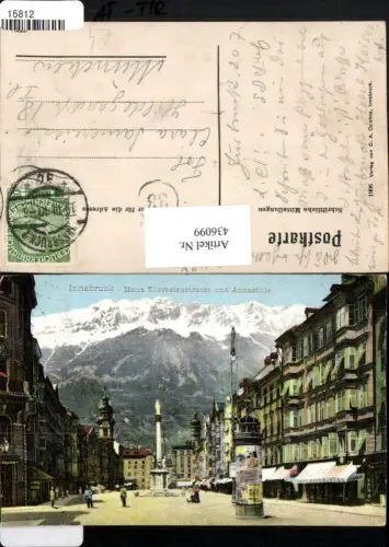 436099,Innsbruck Maria Theresienstraße m. Litfaßsäule Annasäule Bergkulisse