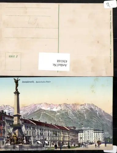 436168,Innsbruck Bahnhofs-Platz Brunnen Bergkulisse pub Ottmar Zieher 2165