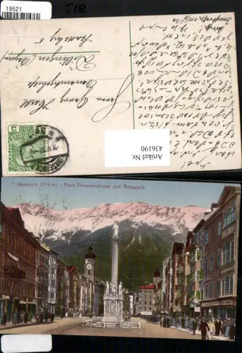 436190,Innsbruck Maria Theresienstraße Annasäule Bergkulisse