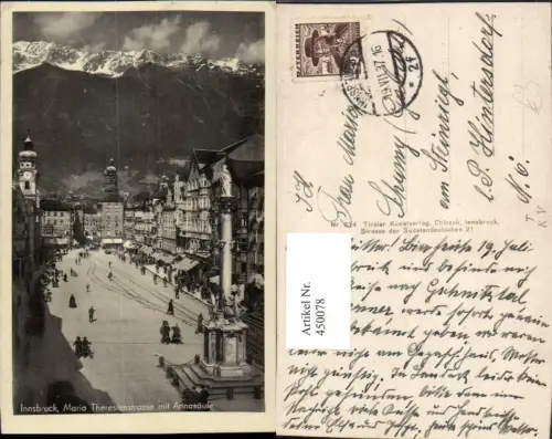 450078,Innsbruck Maria Theresienstraße Annasäule Bergkulisse
