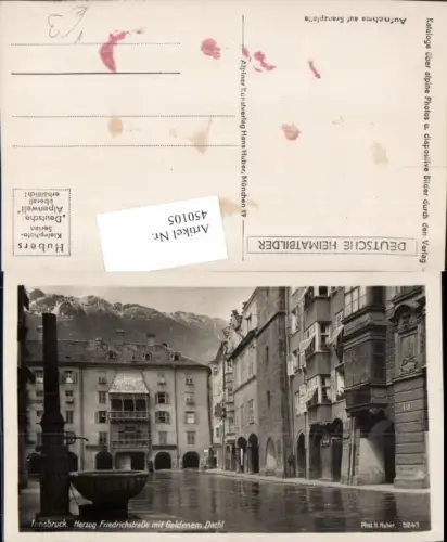 450105,Innsbruck Herzog Friedrichstraße Brunnen Goldenes Dachl pub H. Huber 5241
