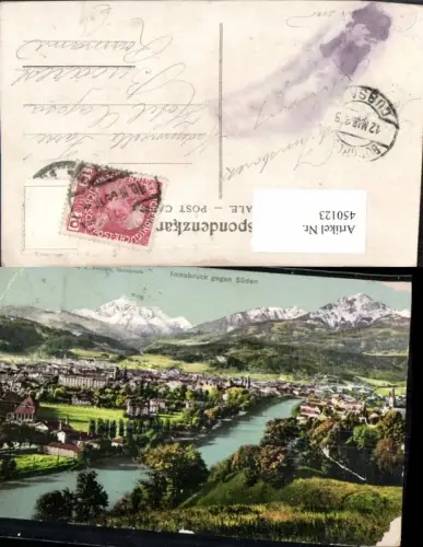 450123,Innsbruck Totale geg. Süden Bergkulisse
