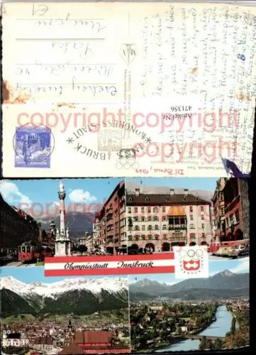 471356,Innsbruck Olympia Totale Straßenbahn Goldenes Dachl Mehrbildkarte