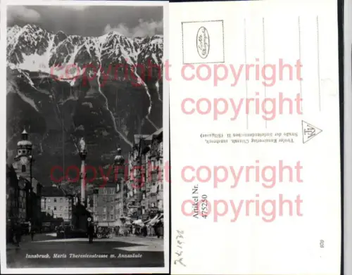 475250,Innsbruck Maria-Theresien-Straße m. Annasäule Bergkulisse