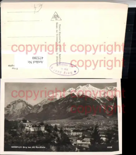 475280,Innsbruck Teilansicht Berg Isel m. Nordkette Bergkulisse