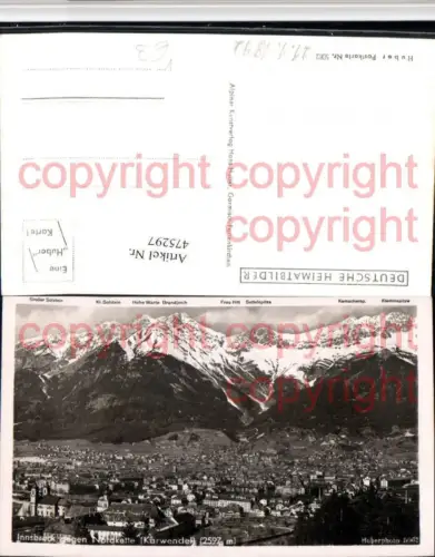 475297,Innsbruck Totale geg. Nordkette Bergkulisse pub Huber 5062