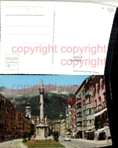 475339,Innsbruck Maria-Theresien-Straße Annasäule VW-Käfer Bergkulisse