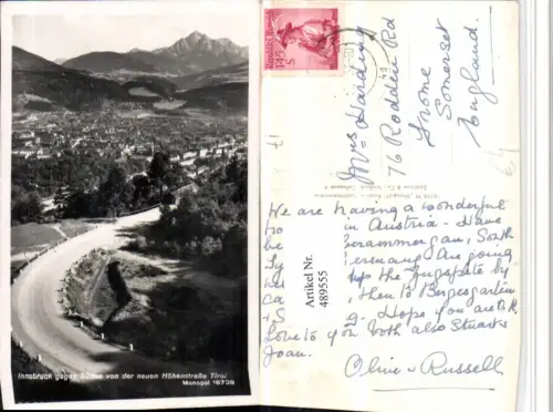 489555,Innsbruck Teilansicht geg. Süden von d. Höhenstraße Bergkulisse