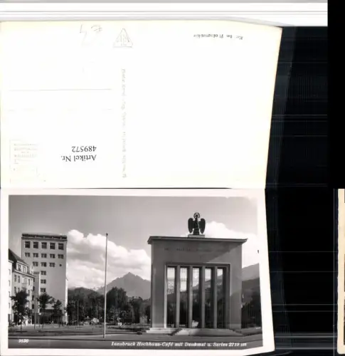 489572,Innsbruck Hochhaus Cafe m. Denkmal u. Serles
