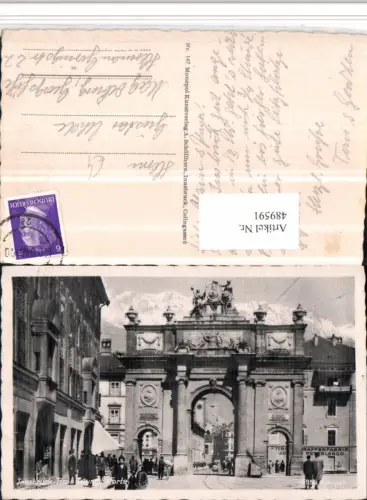 489591,Innsbruck Triumph-Pforte Torbogen Straßenansicht
