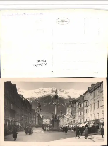 489605,Foto AK Innsbruck Maria Theresien-Straße Annasäule Bergkulisse