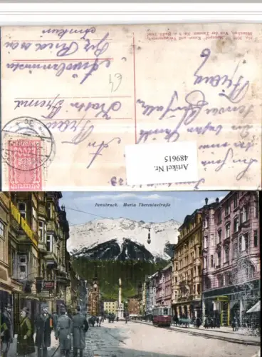 489615,Innsbruck Maria Theresien-Straße Straßenbahn Bergkulisse