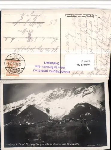 489633,Innsbruck Hungerburg u. Maria Brunn m. Nordkette Bergkulisse