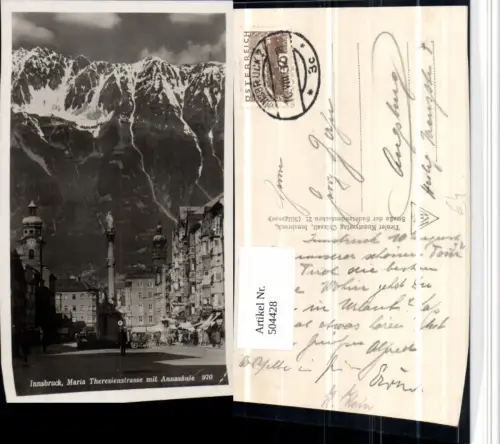 504428,Innsbruck Maria Theresienstraße Annasäule Bergkulisse