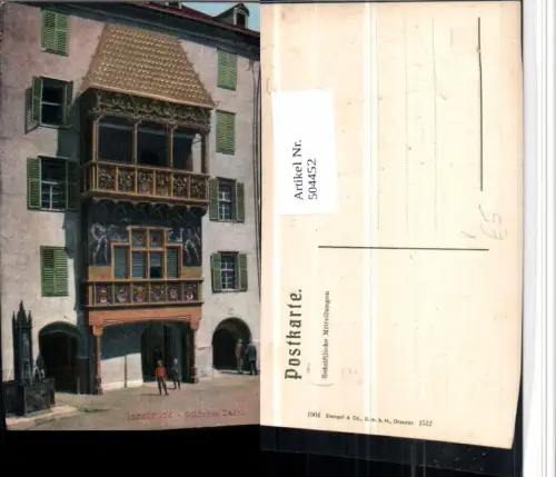 504452,Präge AK Innsbruck Goldenes Dachl Brunnen pub Stengel e Co 1512