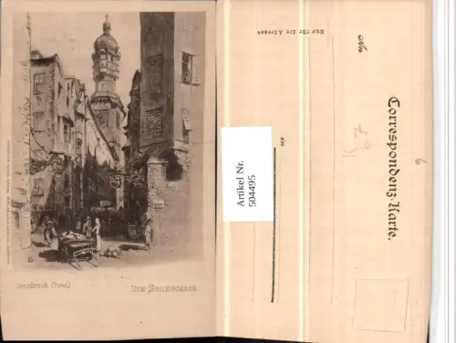 504495,Künstler AK Innsbruck Seilergasse Gasse Stadtturm